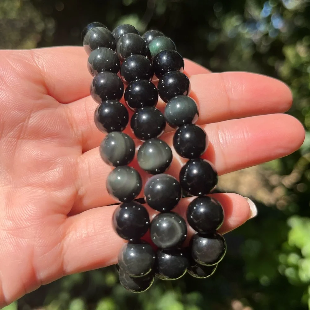 10mm stretchable rainbow obsidian bracelet‎